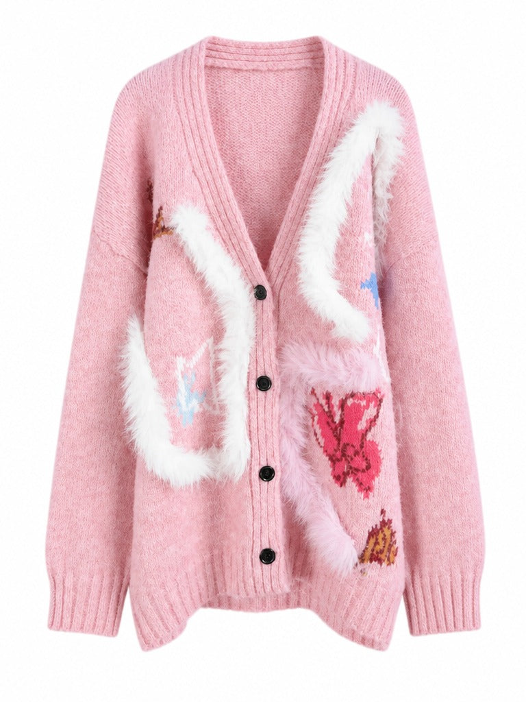 Vibrant Fuzzy Knit Cardigan