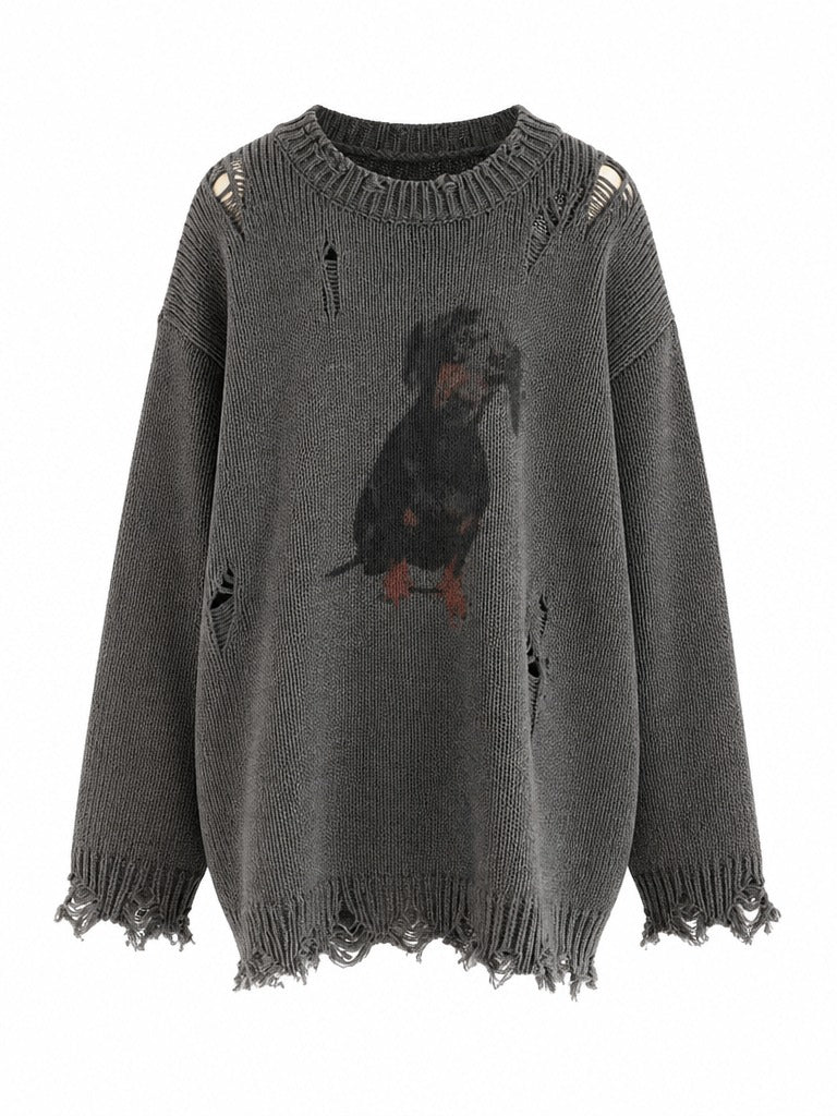 Wild Heart Distressed Knit Sweater