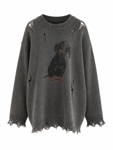 Wild Heart Distressed Knit Sweater