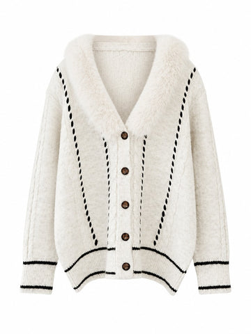 Grounded Faux Fur Knit Cardigan