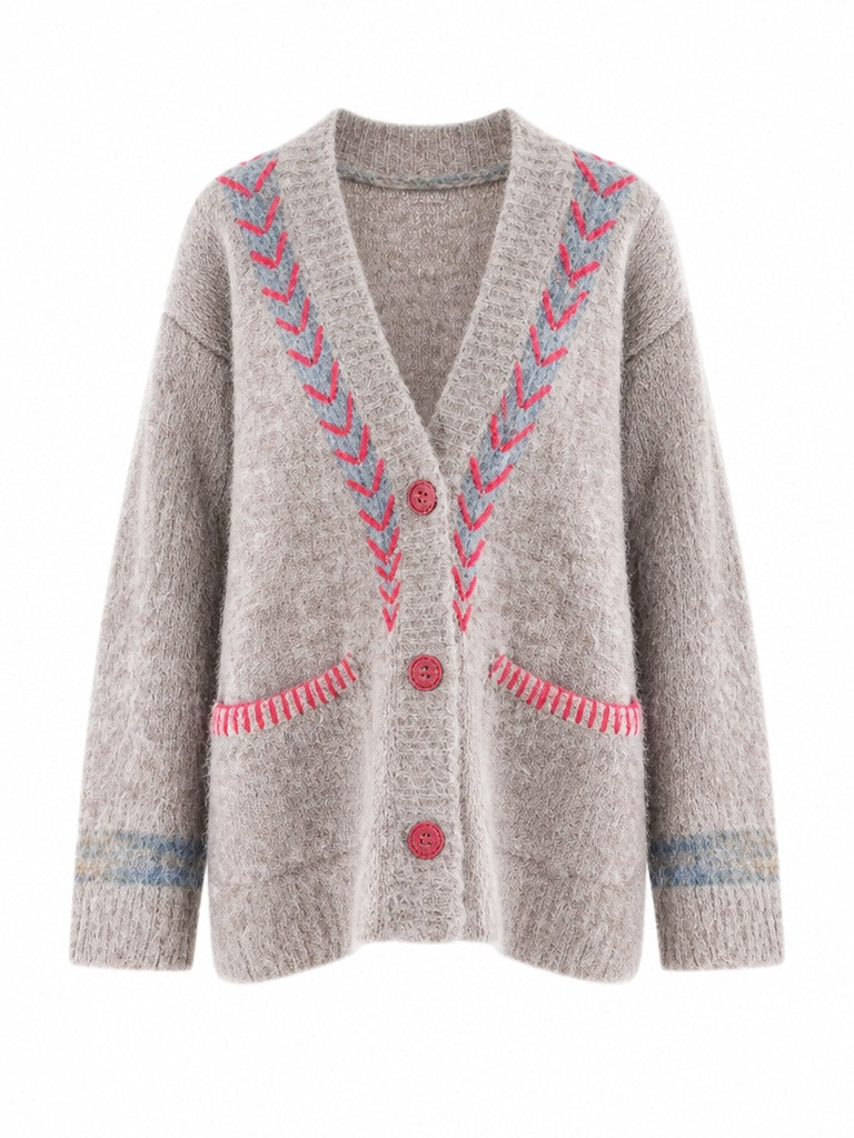 Magnetic Embroidered Knit Cardigan