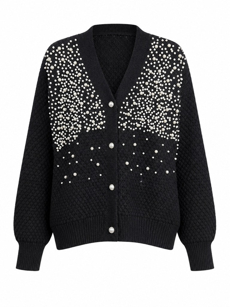 Elegant Pearl Knitted Cardigan