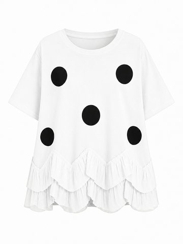 Daring Polka Dot Ruffled T-shirt