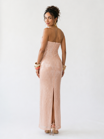 Radiant Sequin Strapless Maxi Dress