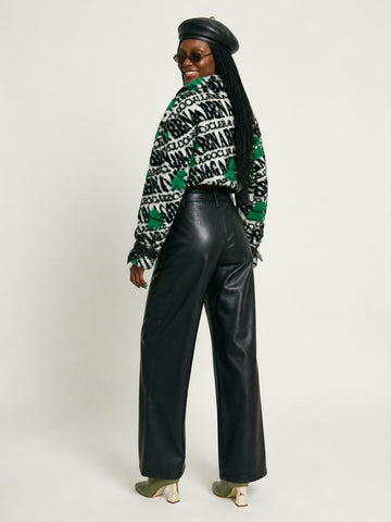 Vibrant Printed Faux Fur Jacket