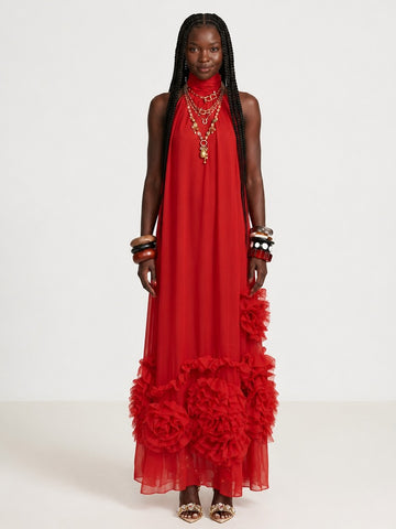 Radiant Ruffled Chiffon Maxi Dress