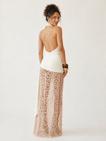 Celestial Gold Mesh Maxi Suit