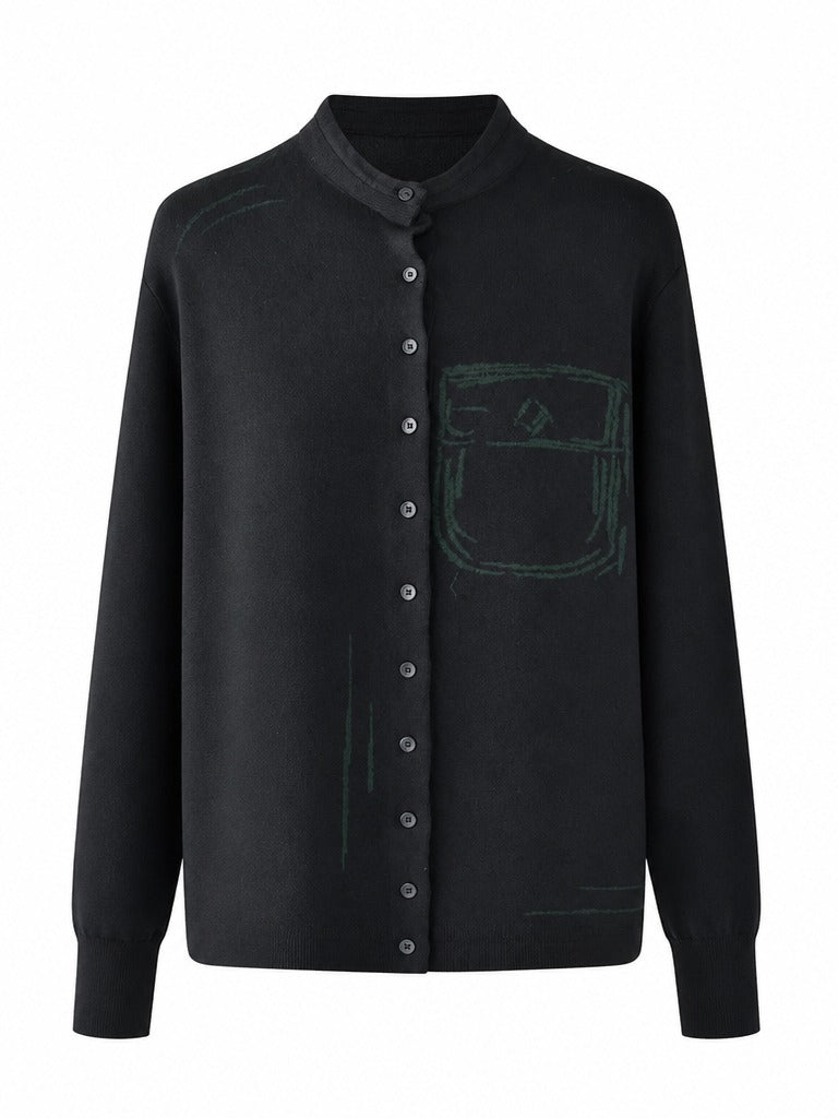 Grounded Printed Knit Cardigan