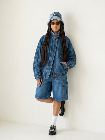 Fearless Vintage Denim Bomber Jacket
