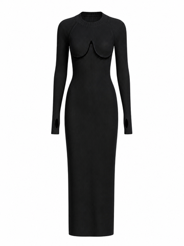 Audacious Cut Out Knitting Midi Dress