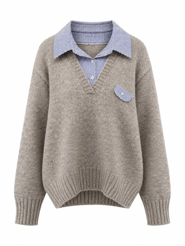 Grounded Striped Knit Pullover