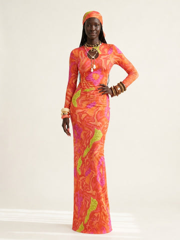 Dynamic Cutout Printed Maxi Dress