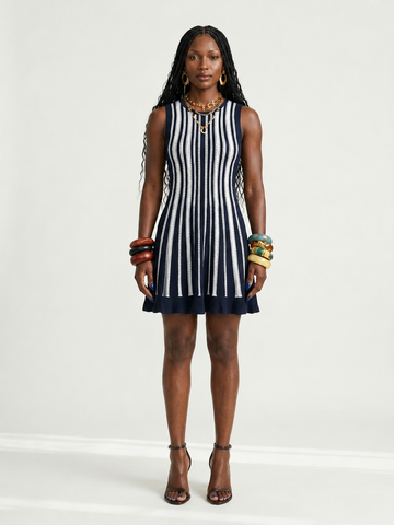 Spirited Striped Knit Mini Dress