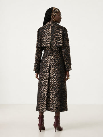 Fierce Leopard Oversized Trench Coat