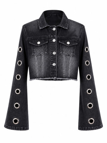 Audacious Eyelet Bell Sleeve Jacket