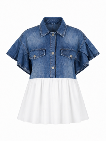 Wild Heart Patchwork Denim Blouse