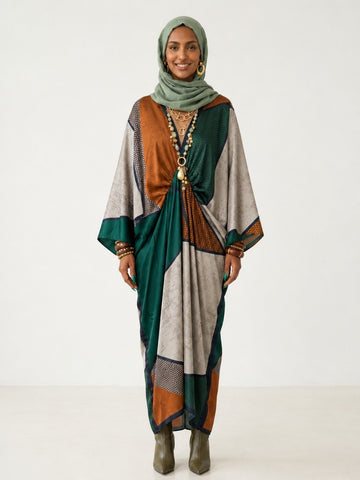 Free Spirit Printed Deep V-Neck Kaftan