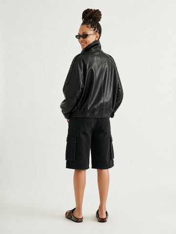 Audacious Oversized Faux Leather Jacket