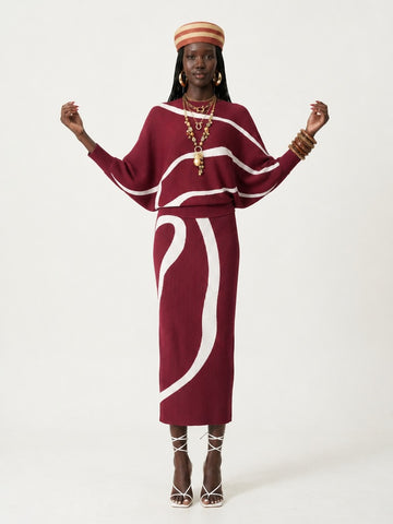 Worthy Pleated Striped Two-Piece Set