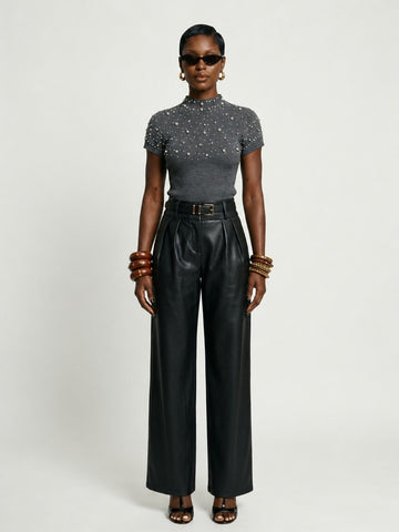 Radiant Pearl Rhinestone Knit Top