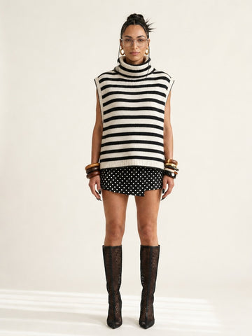 Grounded Striped Knitted Sweater Vest