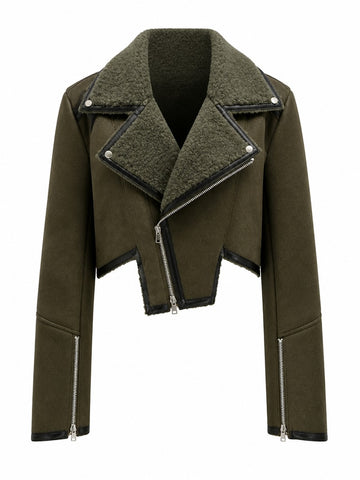 Daring Faux Shearling Cropped Jacket