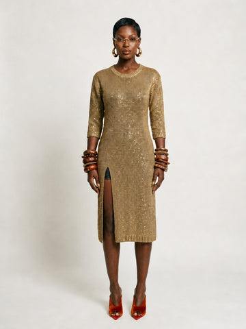 Audacious Sequined Knit Dress
