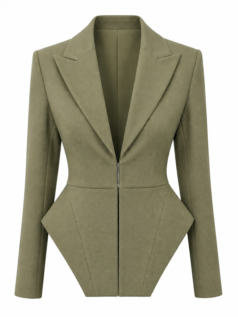 Confident Peplum Blazer Wide-Leg Pants
