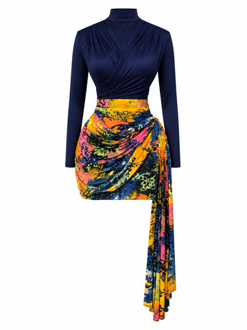 Vibrant Ruched Mini Skirt Set