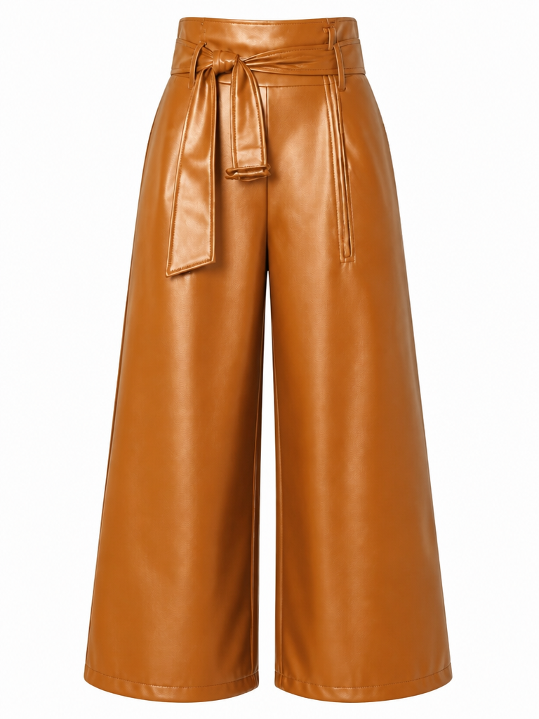 Audacious Faux Leather Wide Leg Pants