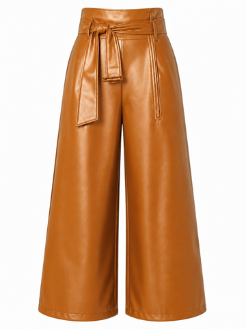 Audacious Faux Leather Wide Leg Pants