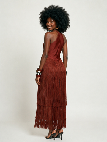Magnetic Tassel Halter Maxi Dress