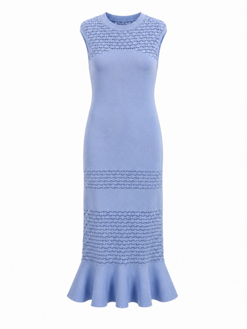 Elegant Knit Ruffled Maxi Dress