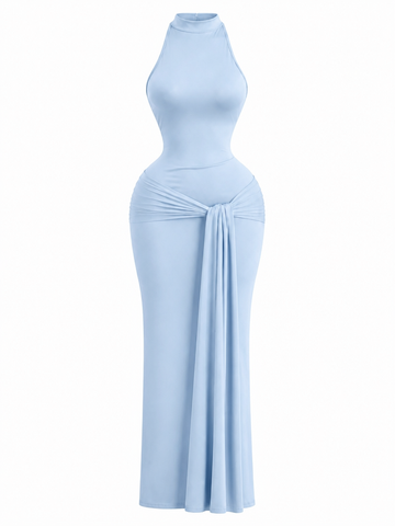 Elegant Ruffle Halter Maxi Dress