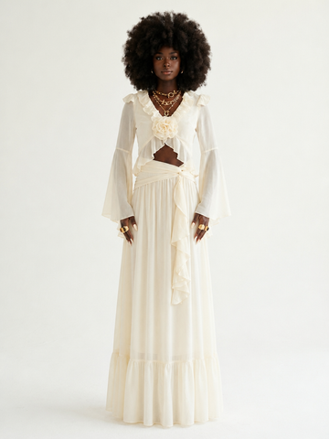 Ethereal Ruffled Flowy Two-Piece Set