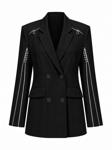 Audacious Patchwork Zipper Blazer