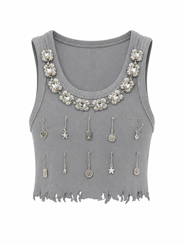 Daring Crystal Embellished Knitted Top