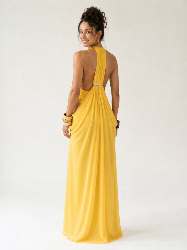 Confident Halter Cutout Maxi Dress