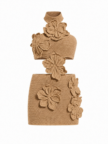 Radiant Crochet Halter Mini Dress