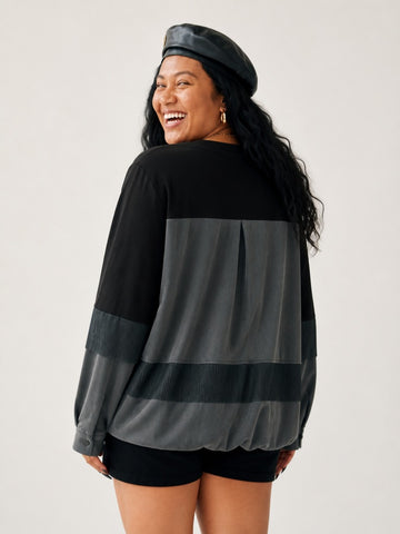 Grounded Color-block Ruffle Sweatshirt