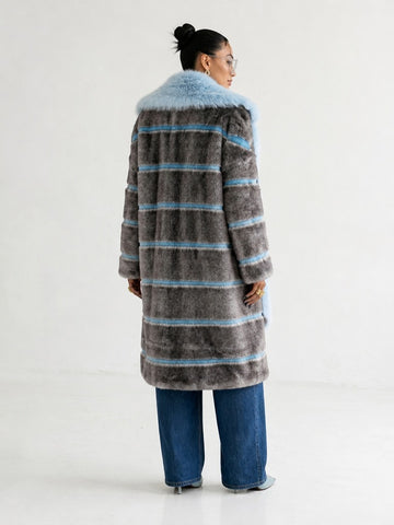 Audacious Striped Faux Fur Coat