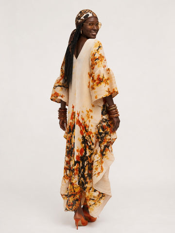 Wanderlust Pleated Print Kaftan
