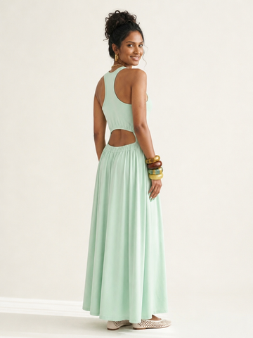 Grounded Ruched Jersey Maxi Dress