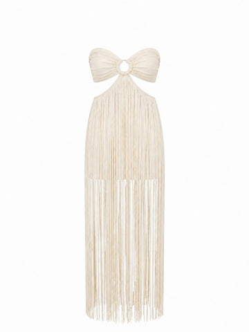 Radiant Tassel Halter Maxi Dress