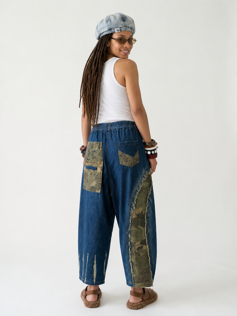 Daring Patchwork Camo Denim Jeans