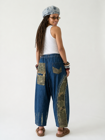 Daring Patchwork Camo Denim Jeans