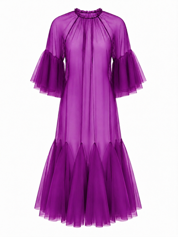Ethereal Ruffled Mesh Maxi Dress