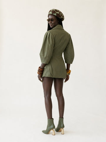 Audacious Double-Breasted Puff Sleeve Jacket