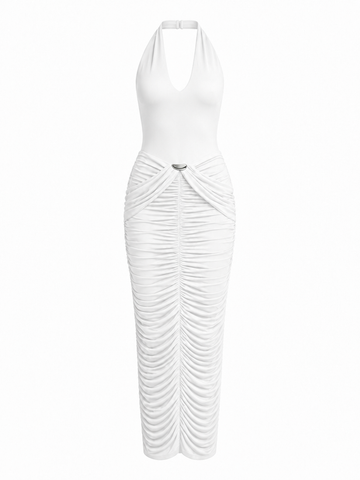 Radiant Halter Ruched Maxi Dress