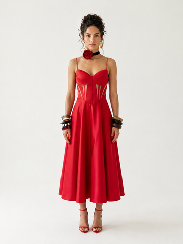 Elegant Waist Cinching Maxi Dress